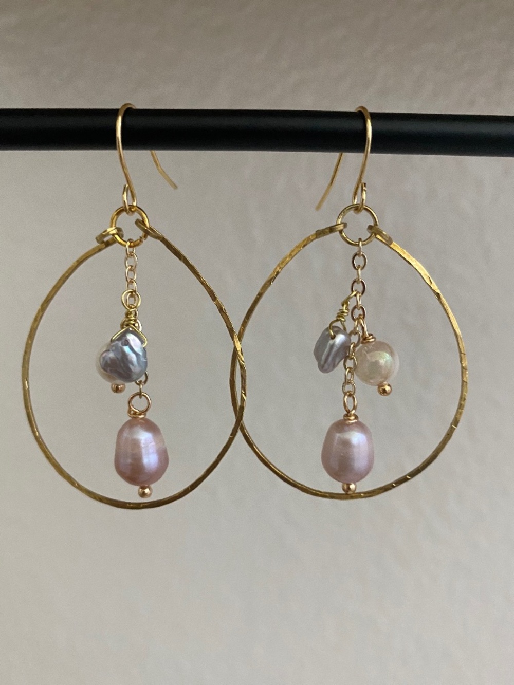 Handmade Freshwater Pearl Hoop Earrings